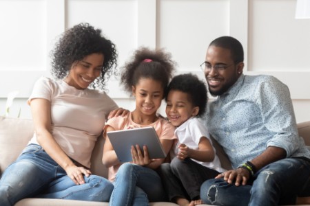 African american family using tablet