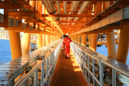Gangway or walk way in oil and gas construction platform