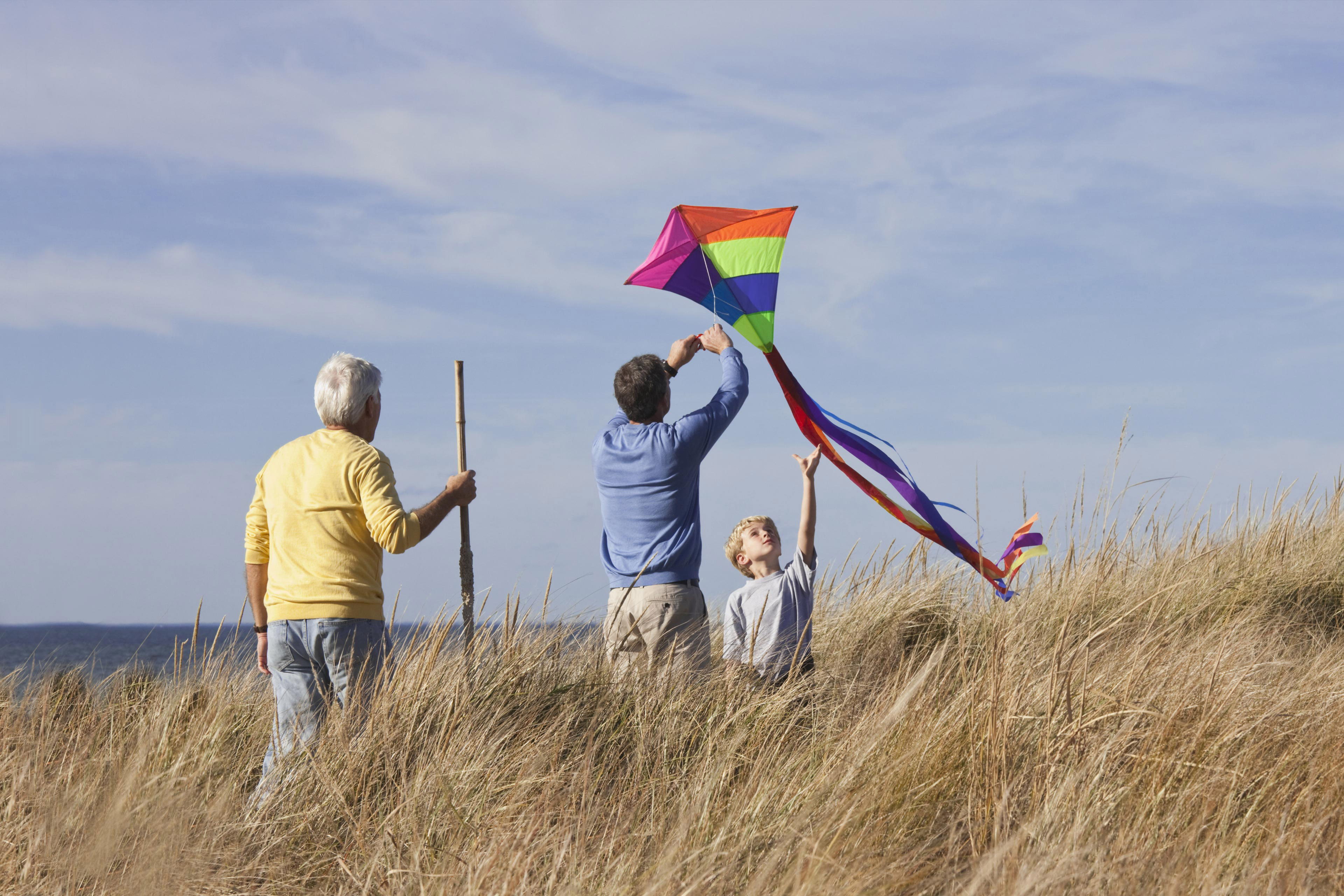 Family flying kite