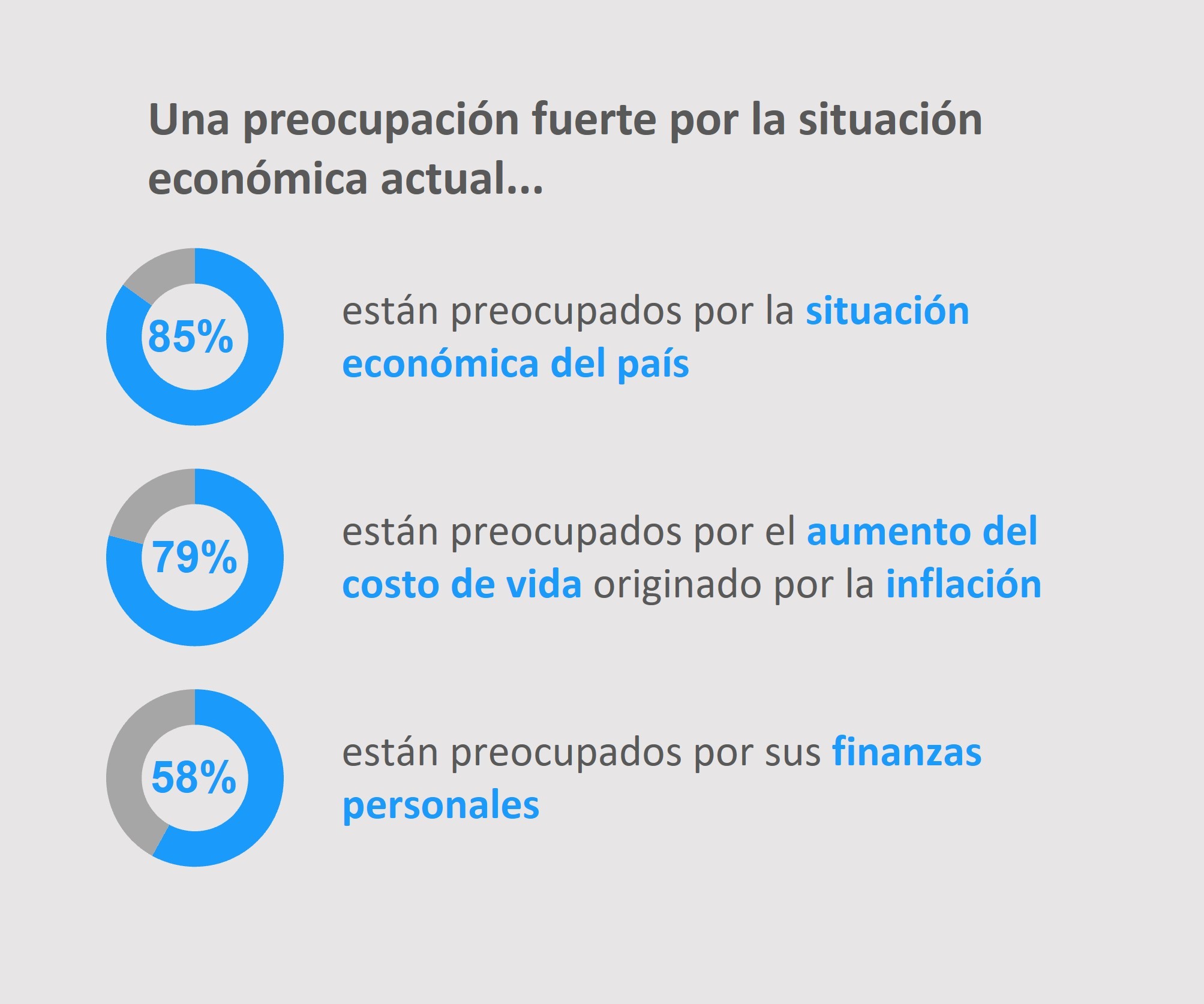 Gráfico que representa en porcentajes las principales preocupaciones de los consumidores que impactan en sus decisiones de compra y consumo