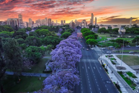 Vista aérea de la Plaza Naciones Unidas, Buenos Aires, Argentina