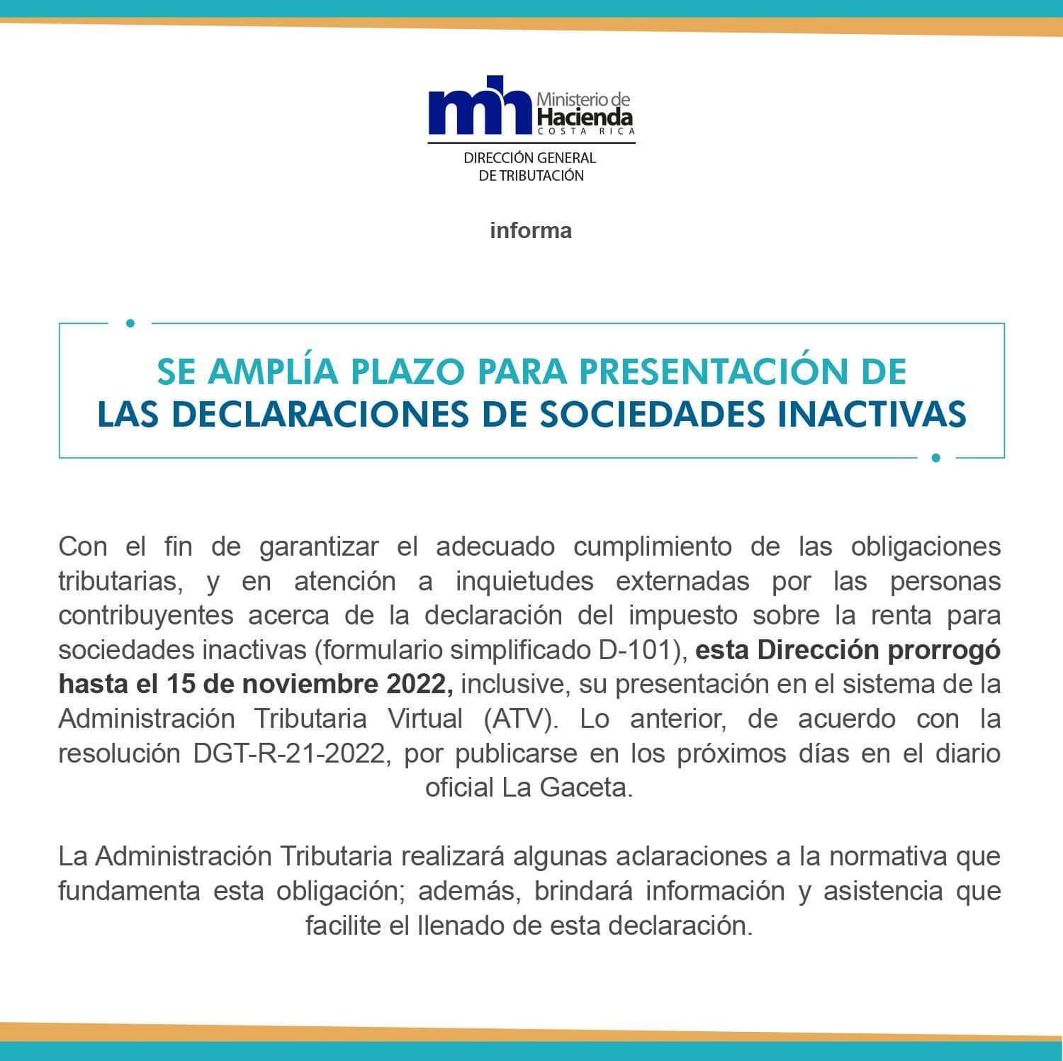 Costa Rica Se Extiende El Plazo Para Presentar La Declaración De Sociedades Inactivas Hasta El 3713