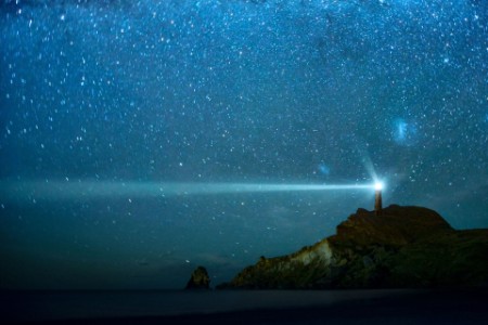 Lighthouse Under Milky Way stars