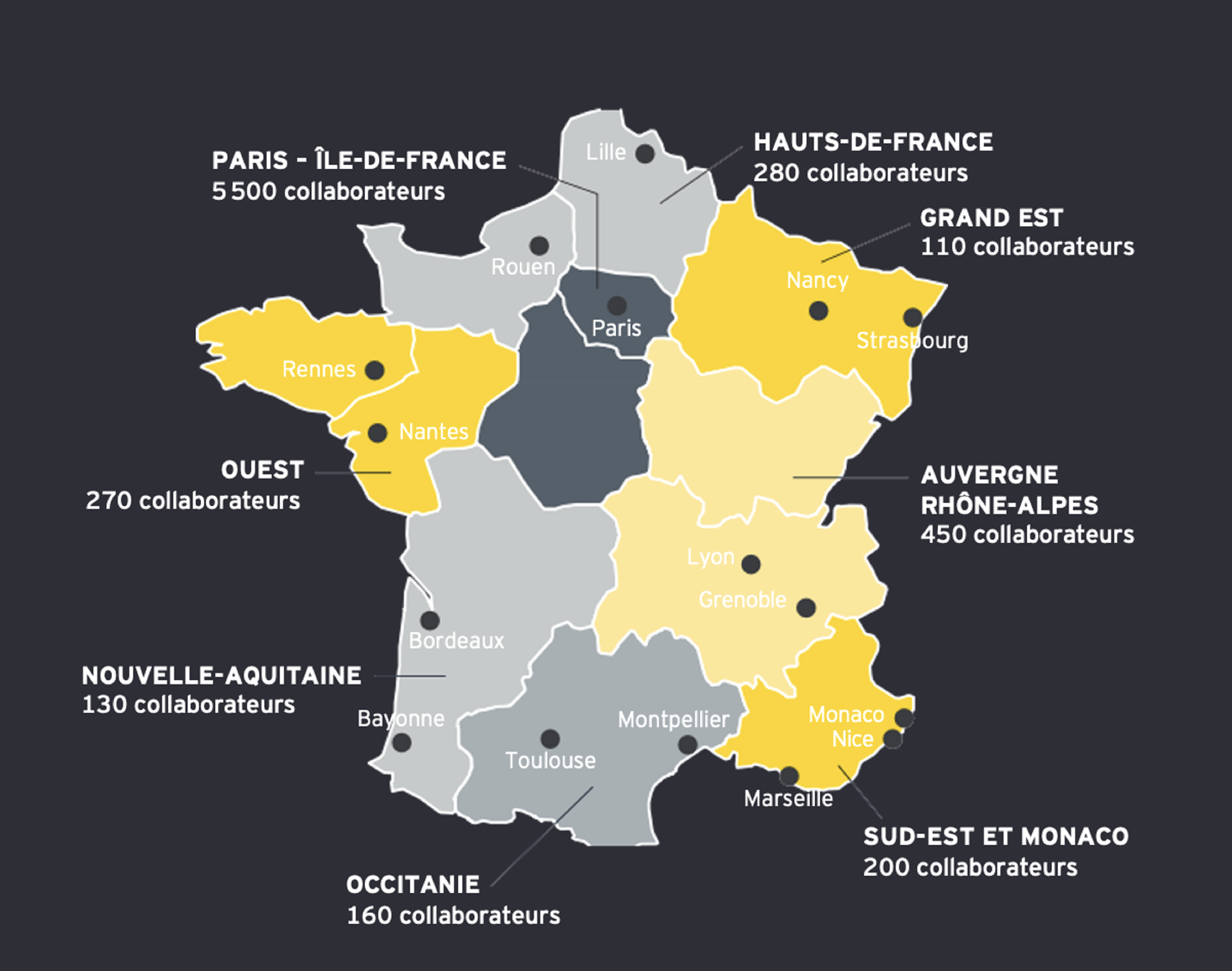 Carte des collaborateurs en France