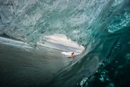 Girl Surf Big Waves Ocean Mauritius Island
