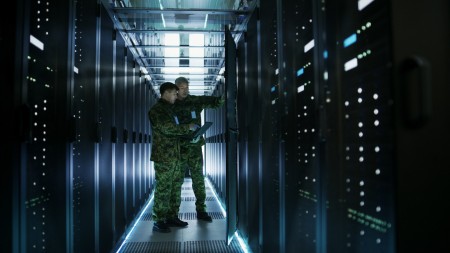 ey two men working in data center