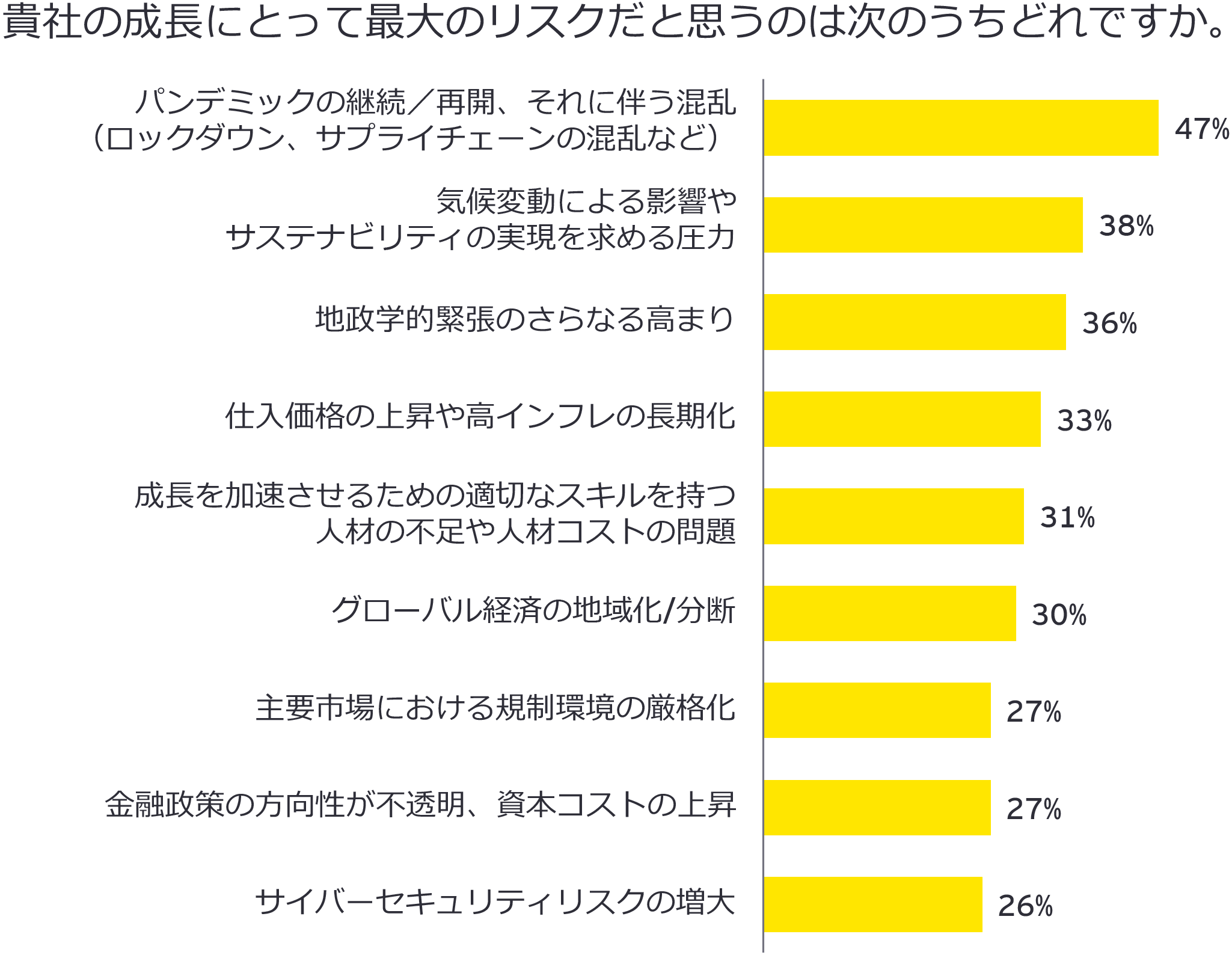 貴社の成長にとって最大のリスクだと思うのは次のうちどれですか。