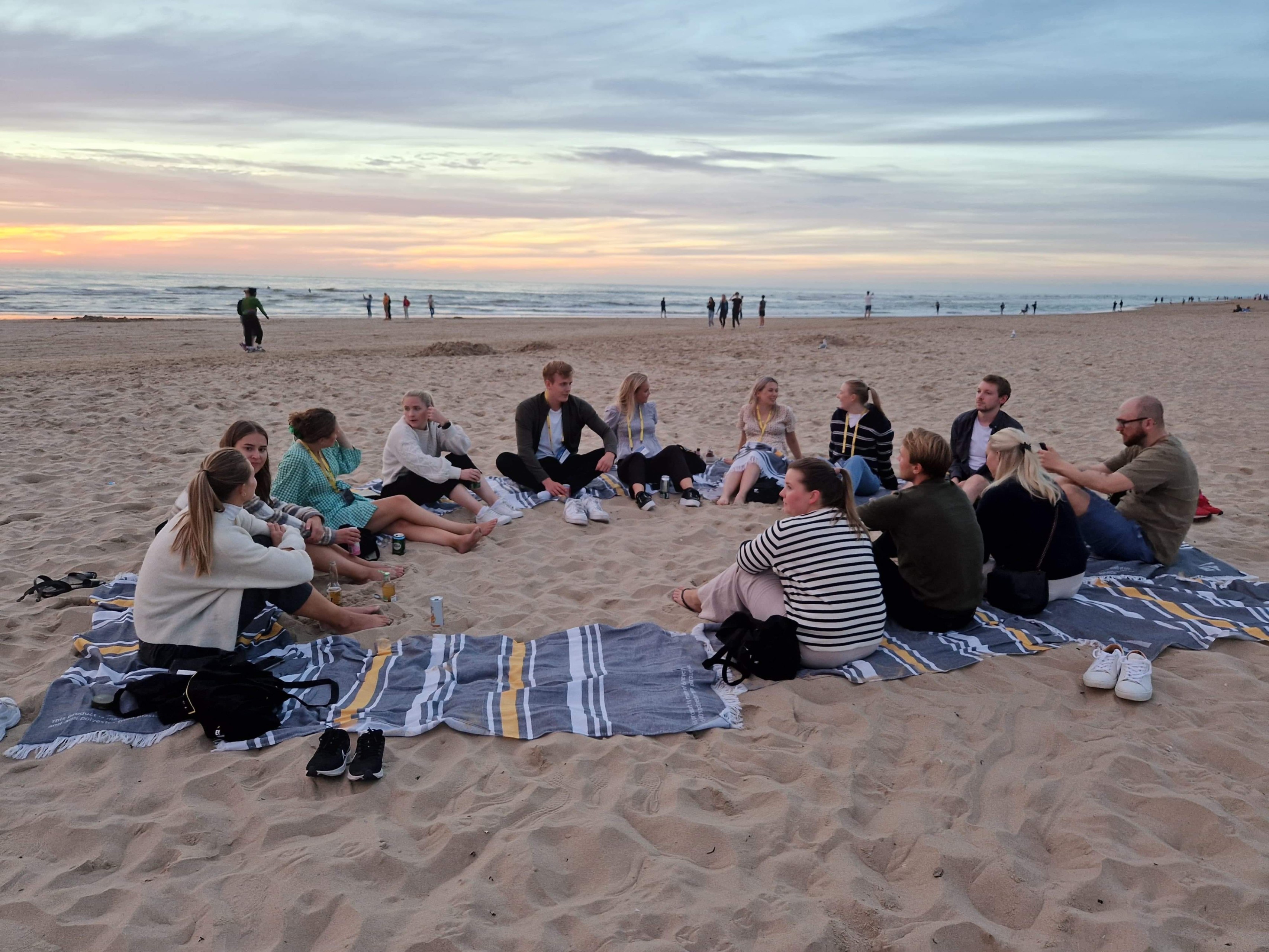 Evening gathering on the beach in the Netherlands