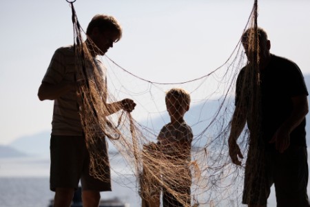 tre generasjoner fiskegarn