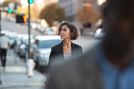 women walking in street