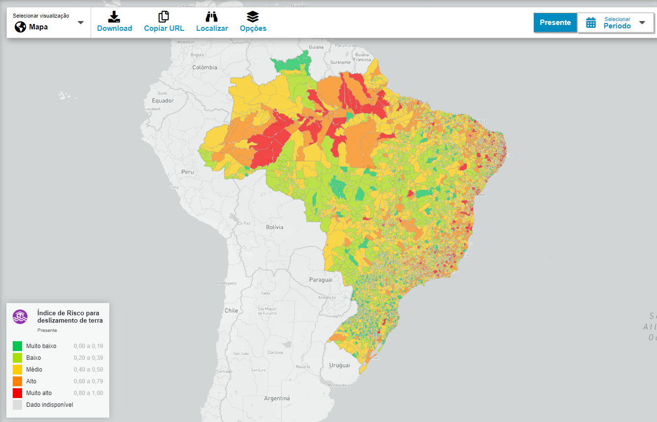 mapa do brasil com informações sobre o clima