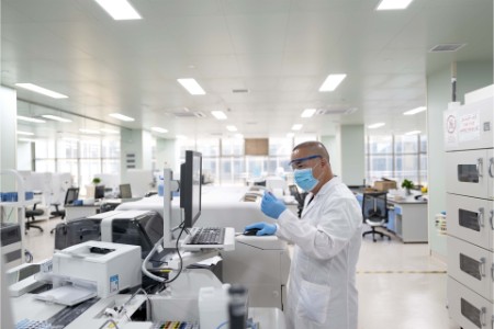 Photo of scientist in Lab