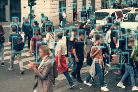 Bild på Ansiktsdetektering och igenkänning av medborgare, AI samlar in och analyserar mänskliga data